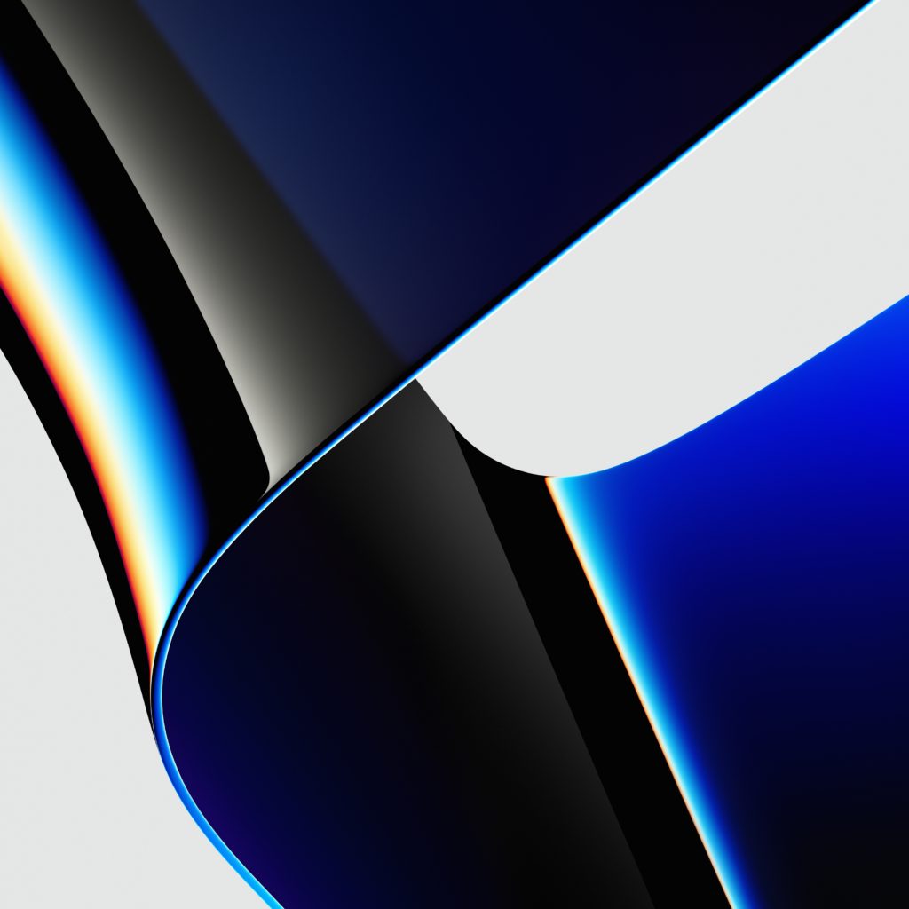 MacBook Pro 2021 advertising macOS Monterey wallpaper Chroma Blue Light optimized