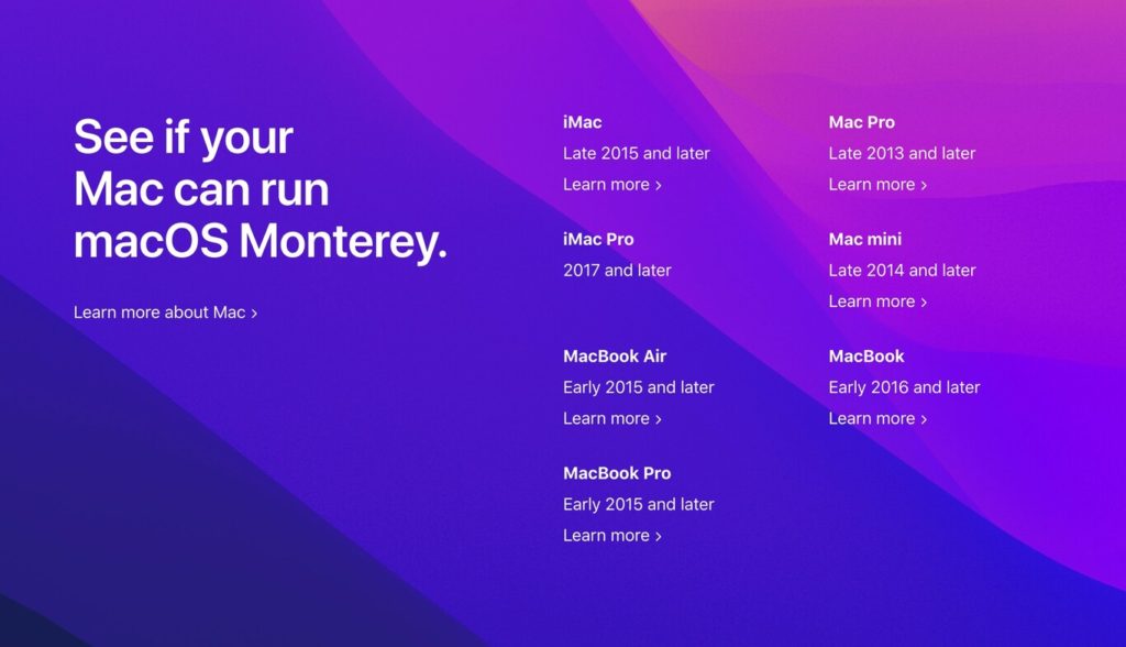 equipos Mac compatibles con macOS Monterey
