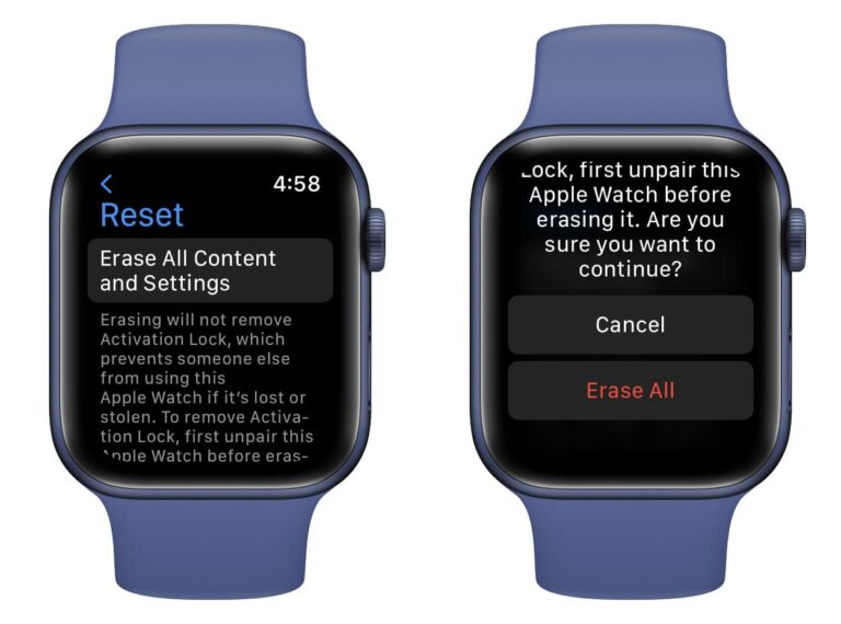 Borrar contenido Ajustes Apple Watch