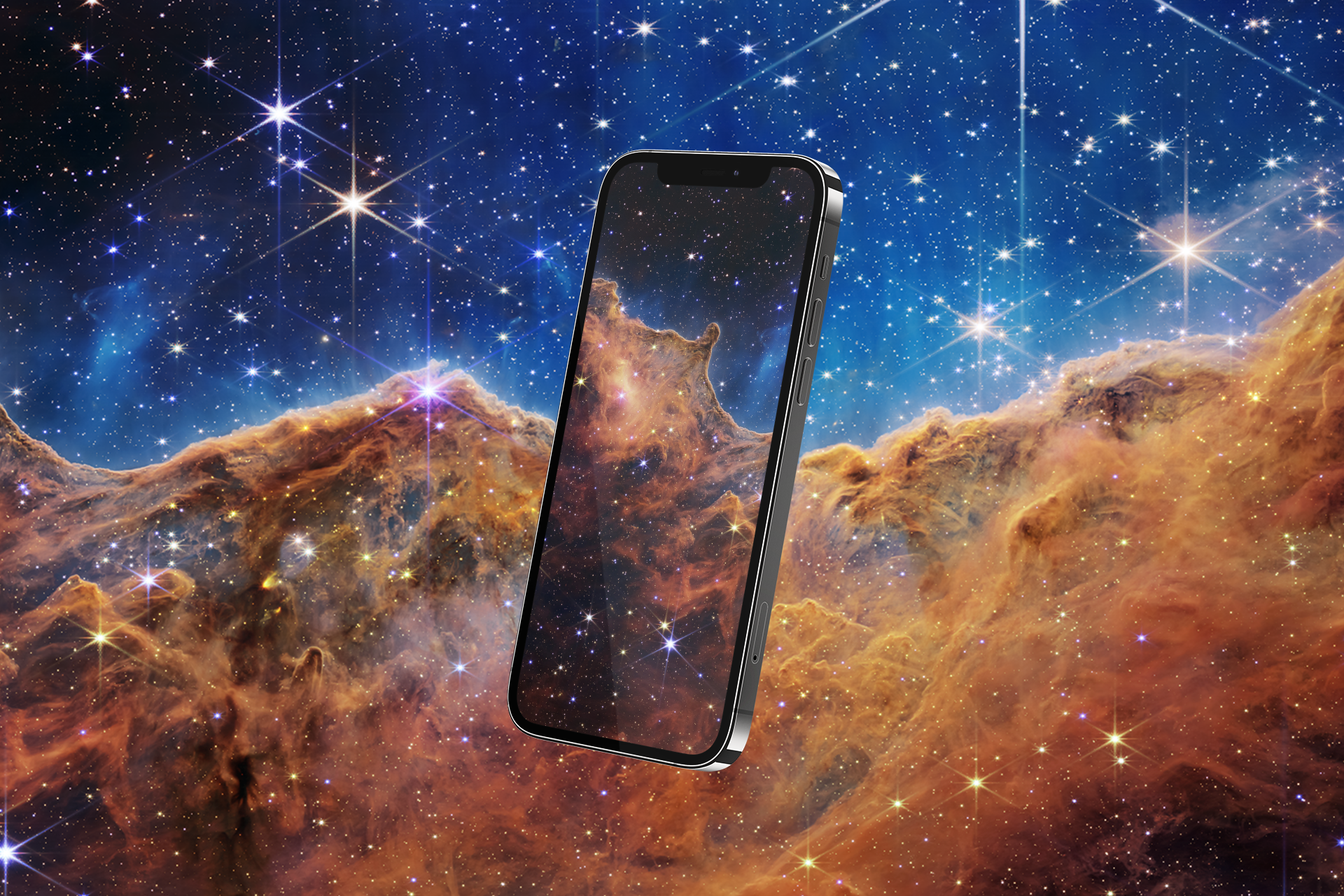 Carina Nebular 22Cosmic Cliffs22 iPhone wallpaper mock up AR72014